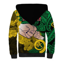 Personalised Dads Day Vanuatu Sherpa Hoodie Dad Mi lavem yu - Polynesian Flowers Tribal LT9 - Polynesian Pride