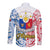 125th Independence Anniversary Philippines Long Sleeve Button Shirt Polynesian Pilipinas Flag Style - White LT9 - Polynesian Pride