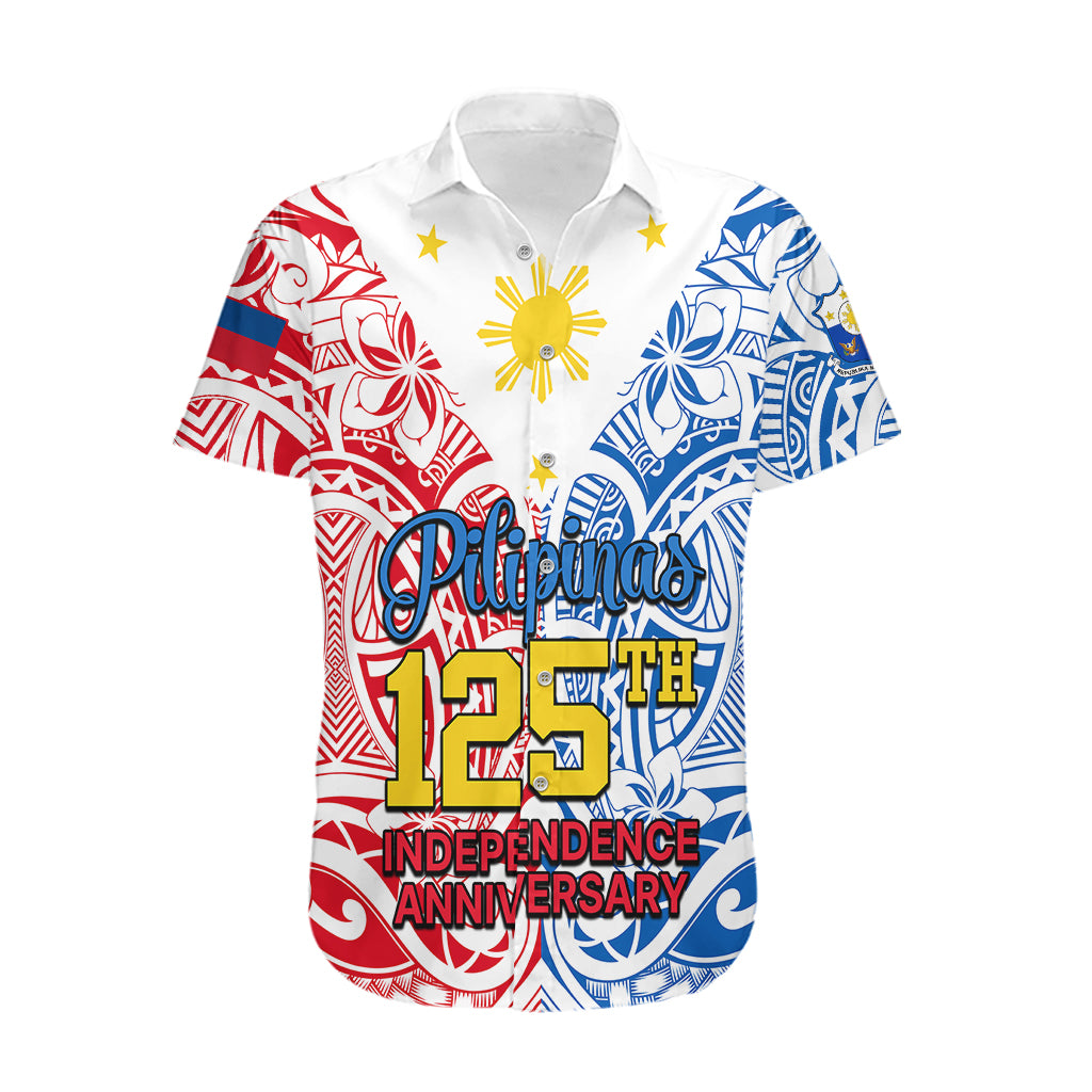 Personalised 125th Independence Anniversary Philippines Hawaiian Shirt Polynesian Pilipinas Flag Style - White LT9 White - Polynesian Pride