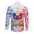 Personalised 125th Independence Anniversary Philippines Long Sleeve Button Shirt Polynesian Pilipinas Flag Style - White LT9 - Polynesian Pride