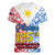 Personalised 125th Independence Anniversary Philippines Women V Neck T Shirt Polynesian Pilipinas Flag Style - White LT9 Female White - Polynesian Pride