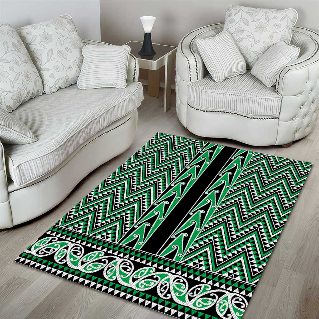 New Zealand Maori Niho Taniwha Area Rug Kakariki Mangopare and Puhoro Pattern LT9 - Polynesian Pride