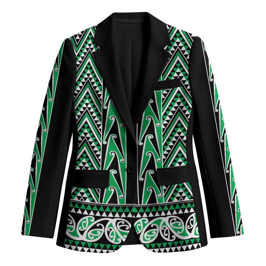 New Zealand Maori Niho Taniwha Blazer Kakariki Mangopare and Puhoro Pattern LT9 Unisex Green - Polynesian Pride