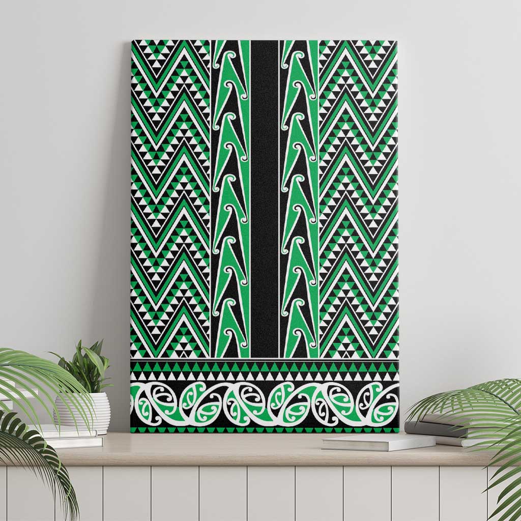 New Zealand Maori Niho Taniwha Canvas Wall Art Kakariki Mangopare and Puhoro Pattern