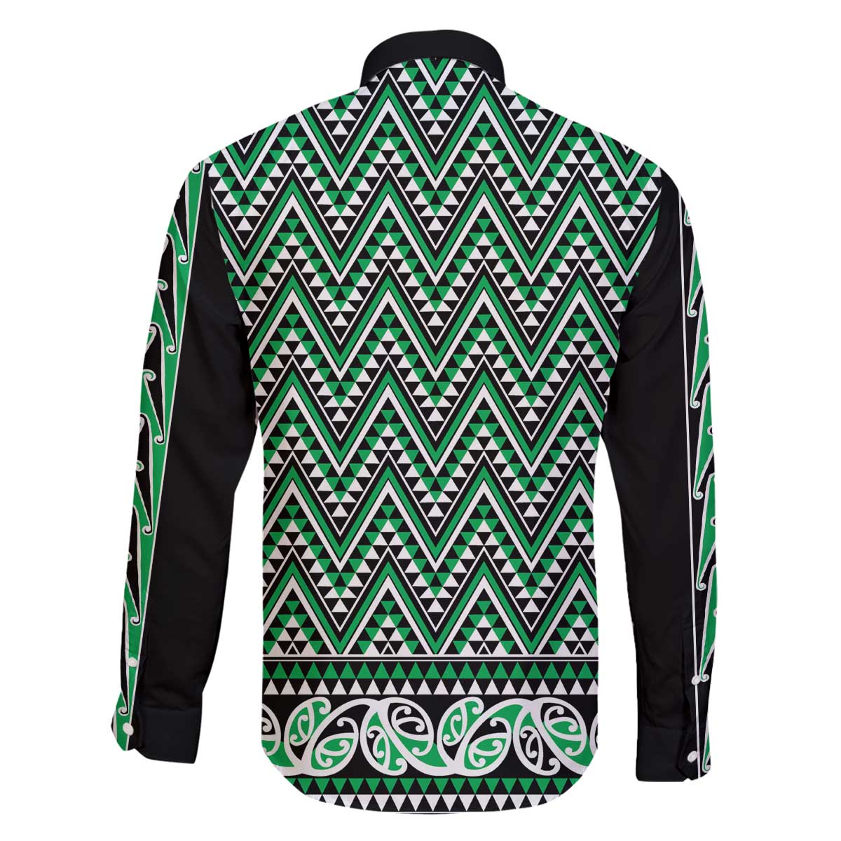 New Zealand Maori Niho Taniwha Family Matching Off The Shoulder Long Sleeve Dress and Hawaiian Shirt Kakariki Mangopare and Puhoro Pattern LT9 - Polynesian Pride