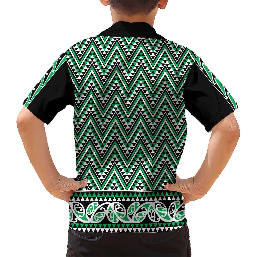 New Zealand Maori Niho Taniwha Family Matching Short Sleeve Bodycon Dress and Hawaiian Shirt Kakariki Mangopare and Puhoro Pattern LT9 - Polynesian Pride