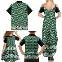 New Zealand Maori Niho Taniwha Family Matching Summer Maxi Dress and Hawaiian Shirt Kakariki Mangopare and Puhoro Pattern LT9 - Polynesian Pride