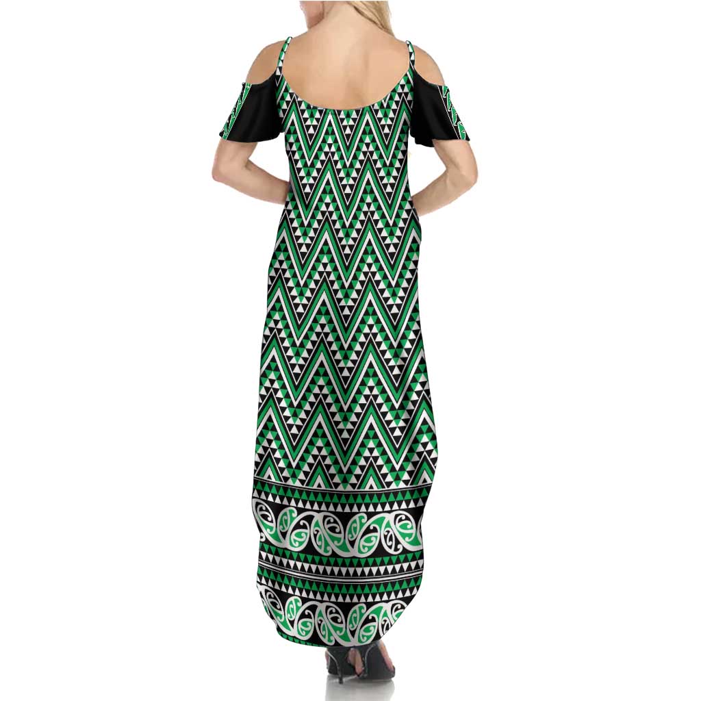 New Zealand Maori Niho Taniwha Family Matching Summer Maxi Dress and Hawaiian Shirt Kakariki Mangopare and Puhoro Pattern LT9 - Polynesian Pride