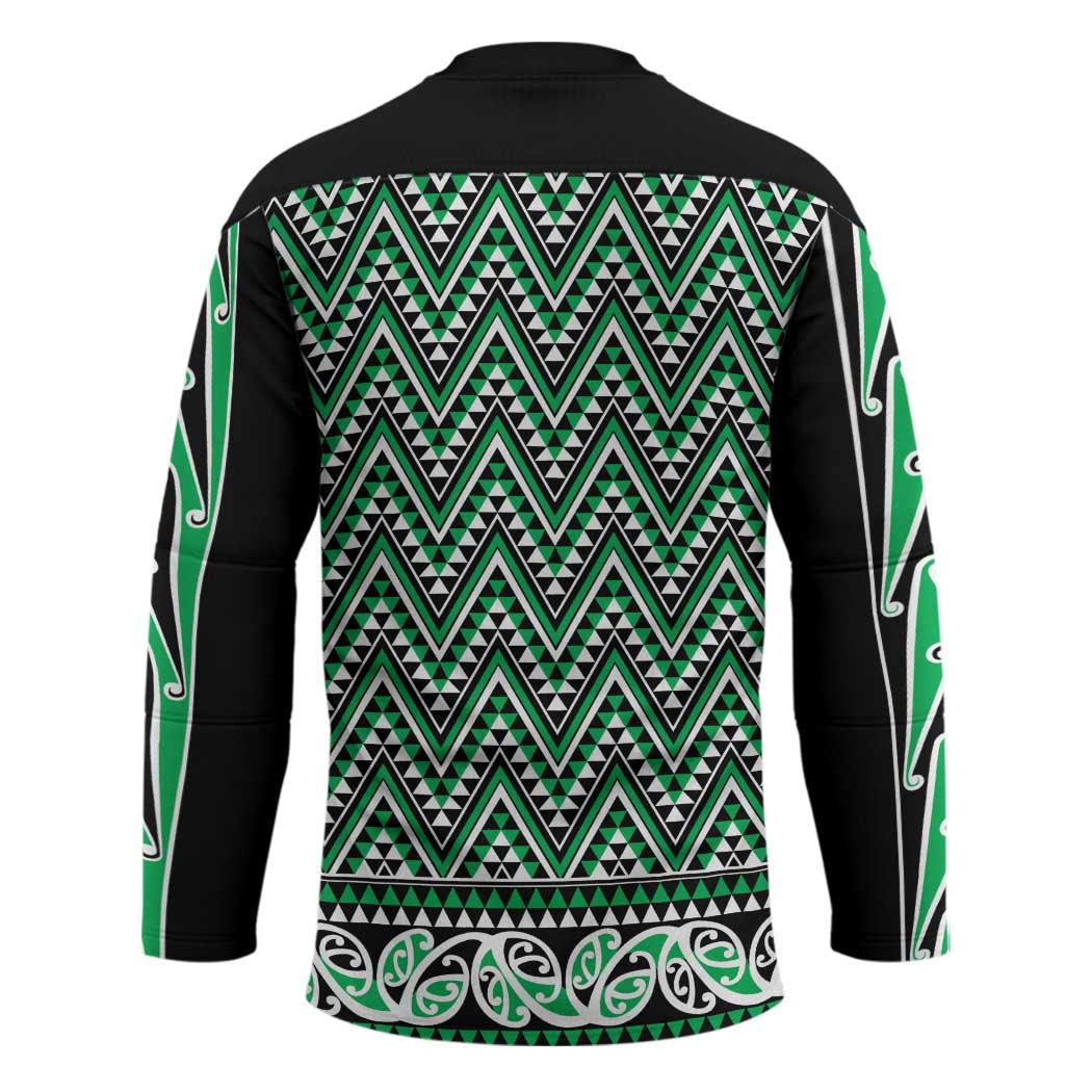 New Zealand Maori Niho Taniwha Hockey Jersey Kakariki Mangopare and Puhoro Pattern - Polynesian Pride