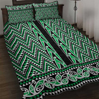 New Zealand Maori Niho Taniwha Quilt Bed Set Kakariki Mangopare and Puhoro Pattern LT9 Green - Polynesian Pride