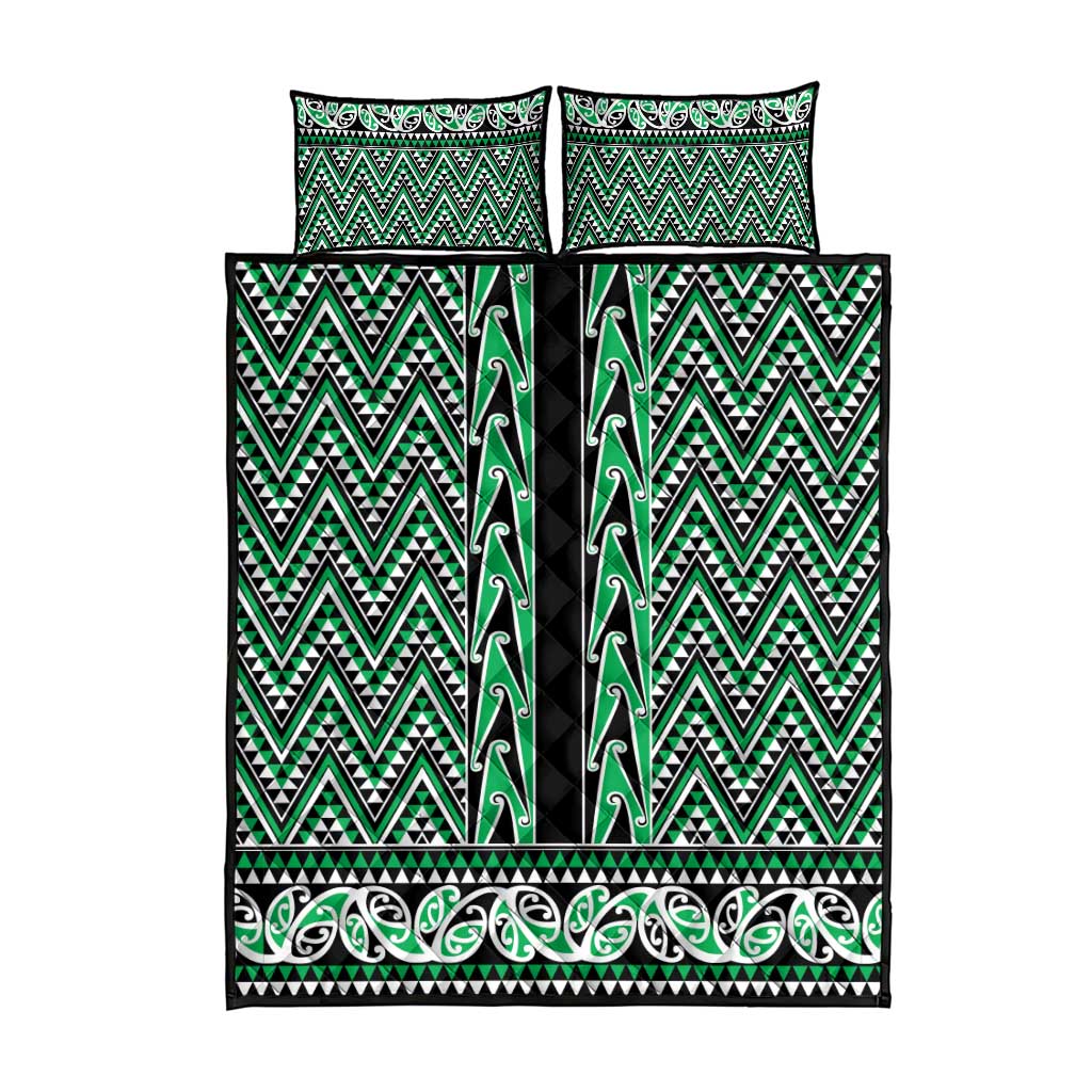 New Zealand Maori Niho Taniwha Quilt Bed Set Kakariki Mangopare and Puhoro Pattern LT9 - Polynesian Pride