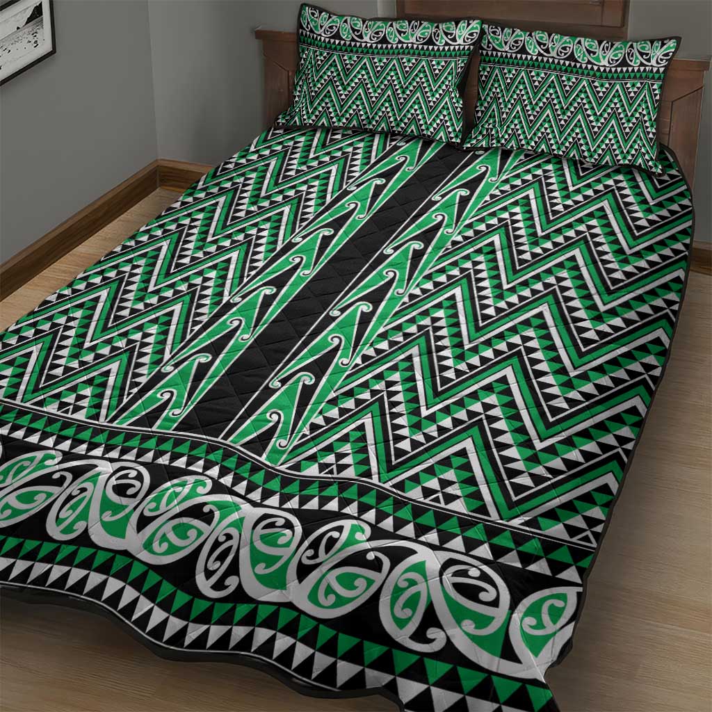 New Zealand Maori Niho Taniwha Quilt Bed Set Kakariki Mangopare and Puhoro Pattern LT9 - Polynesian Pride