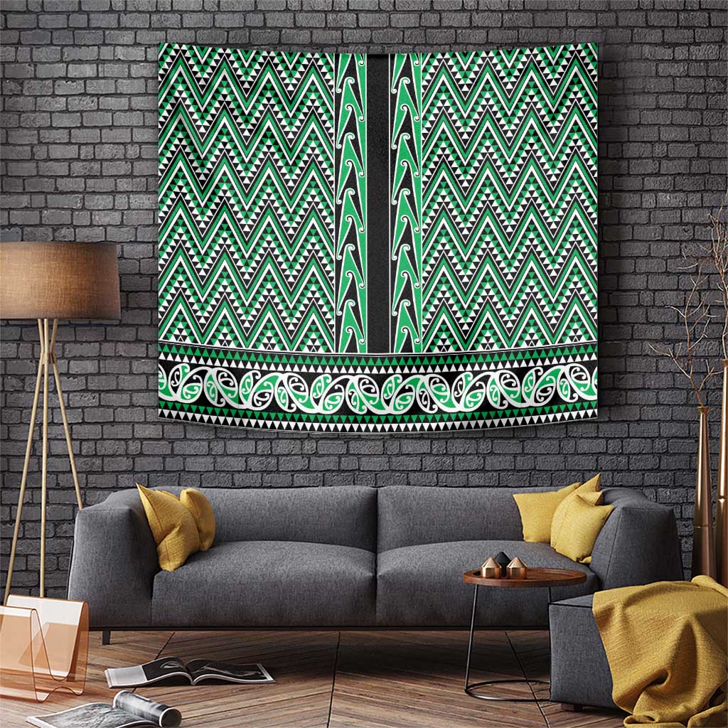 New Zealand Maori Niho Taniwha Tapestry Kakariki Mangopare and Puhoro Pattern