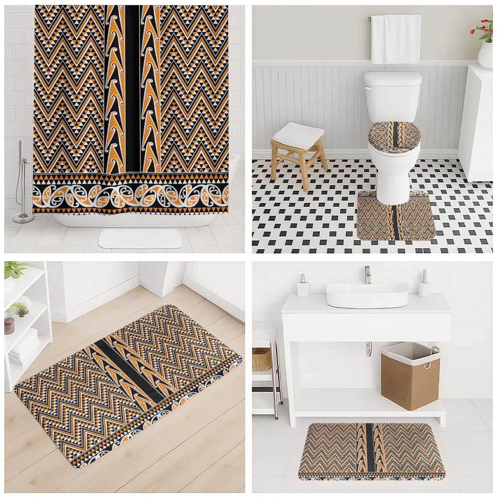 New Zealand Maori Niho Taniwha Bathroom Set Karaka Mangopare and Puhoro Pattern - Polynesian Pride