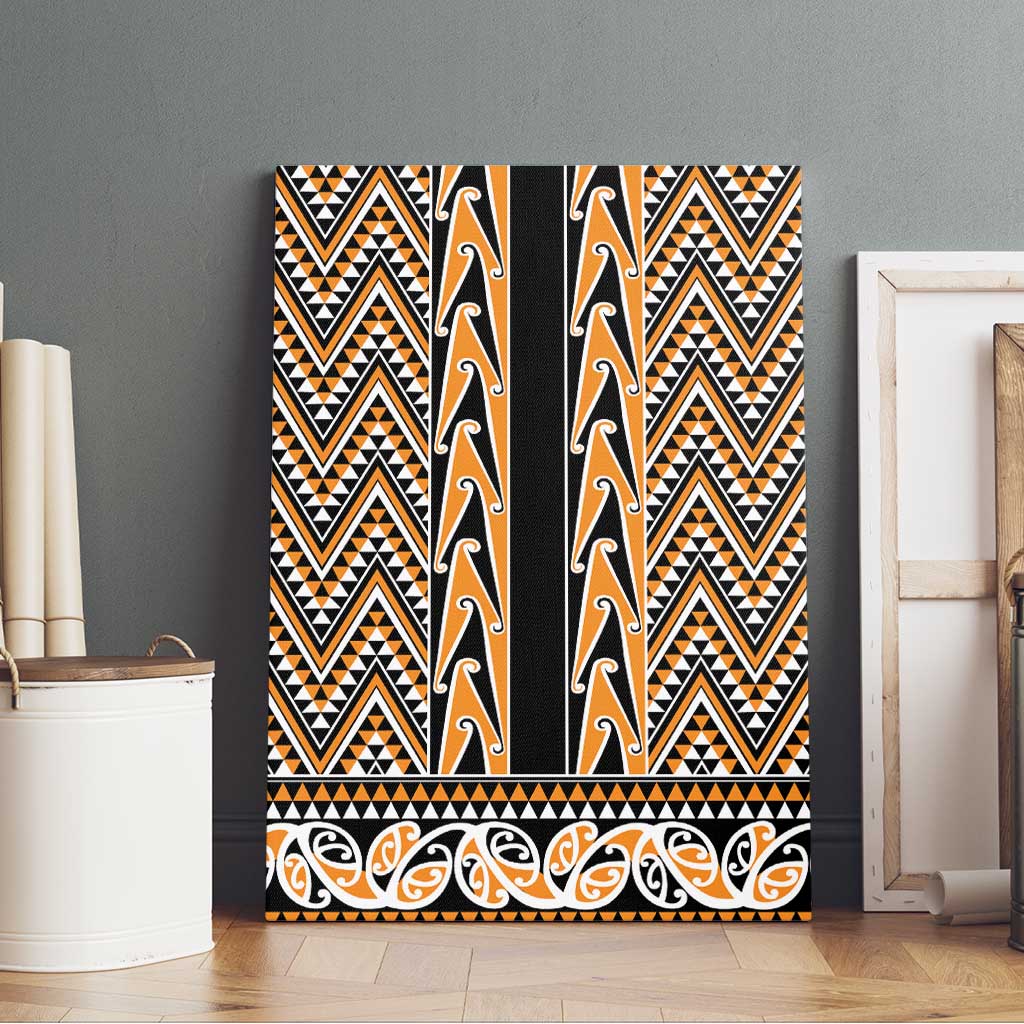 New Zealand Maori Niho Taniwha Canvas Wall Art Karaka Mangopare and Puhoro Pattern