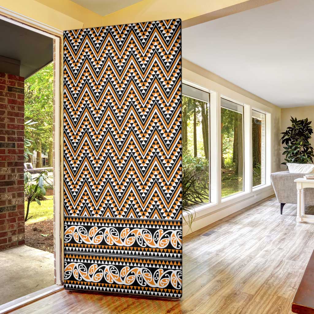 New Zealand Maori Niho Taniwha Door Cover Karaka Mangopare and Puhoro Pattern - Polynesian Pride