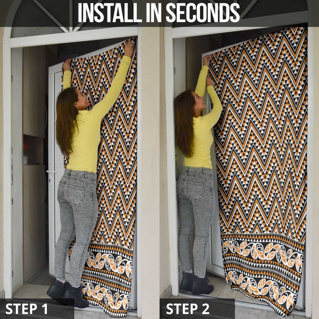 New Zealand Maori Niho Taniwha Door Cover Karaka Mangopare and Puhoro Pattern - Polynesian Pride