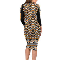 New Zealand Maori Niho Taniwha Family Matching Long Sleeve Bodycon Dress and Hawaiian Shirt Karaka Mangopare and Puhoro Pattern LT9 - Polynesian Pride