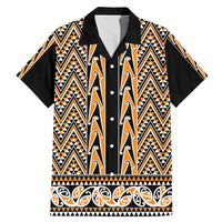 New Zealand Maori Niho Taniwha Family Matching Mermaid Dress and Hawaiian Shirt Karaka Mangopare and Puhoro Pattern LT9 Dad's Shirt - Short Sleeve Gold - Polynesian Pride