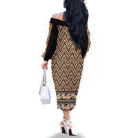 New Zealand Maori Niho Taniwha Family Matching Off The Shoulder Long Sleeve Dress and Hawaiian Shirt Karaka Mangopare and Puhoro Pattern LT9 - Polynesian Pride