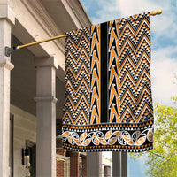 New Zealand Maori Niho Taniwha Garden Flag Karaka Mangopare and Puhoro Pattern
