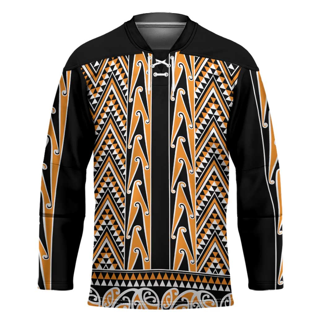 New Zealand Maori Niho Taniwha Hockey Jersey Karaka Mangopare and Puhoro Pattern - Polynesian Pride