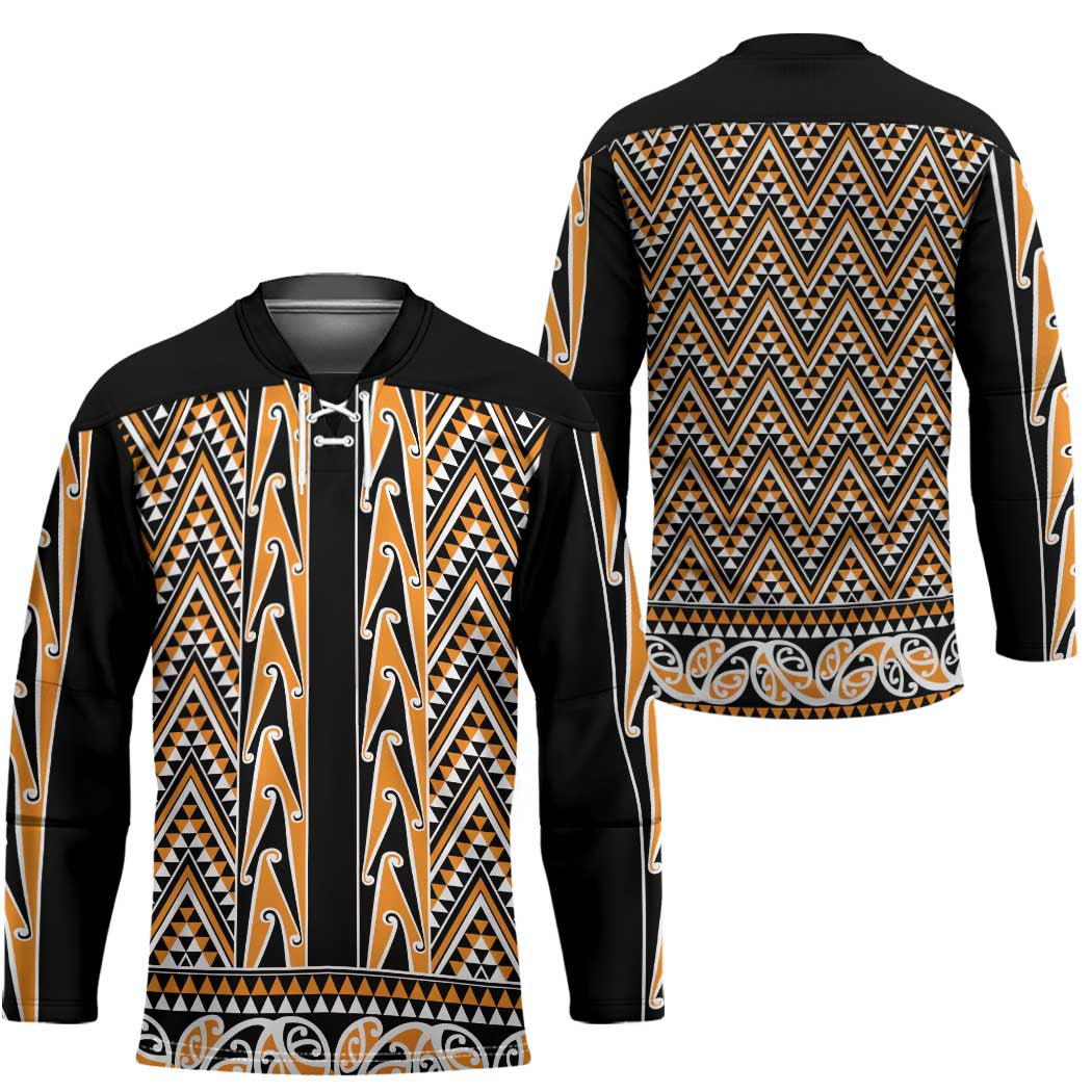 New Zealand Maori Niho Taniwha Hockey Jersey Karaka Mangopare and Puhoro Pattern - Polynesian Pride