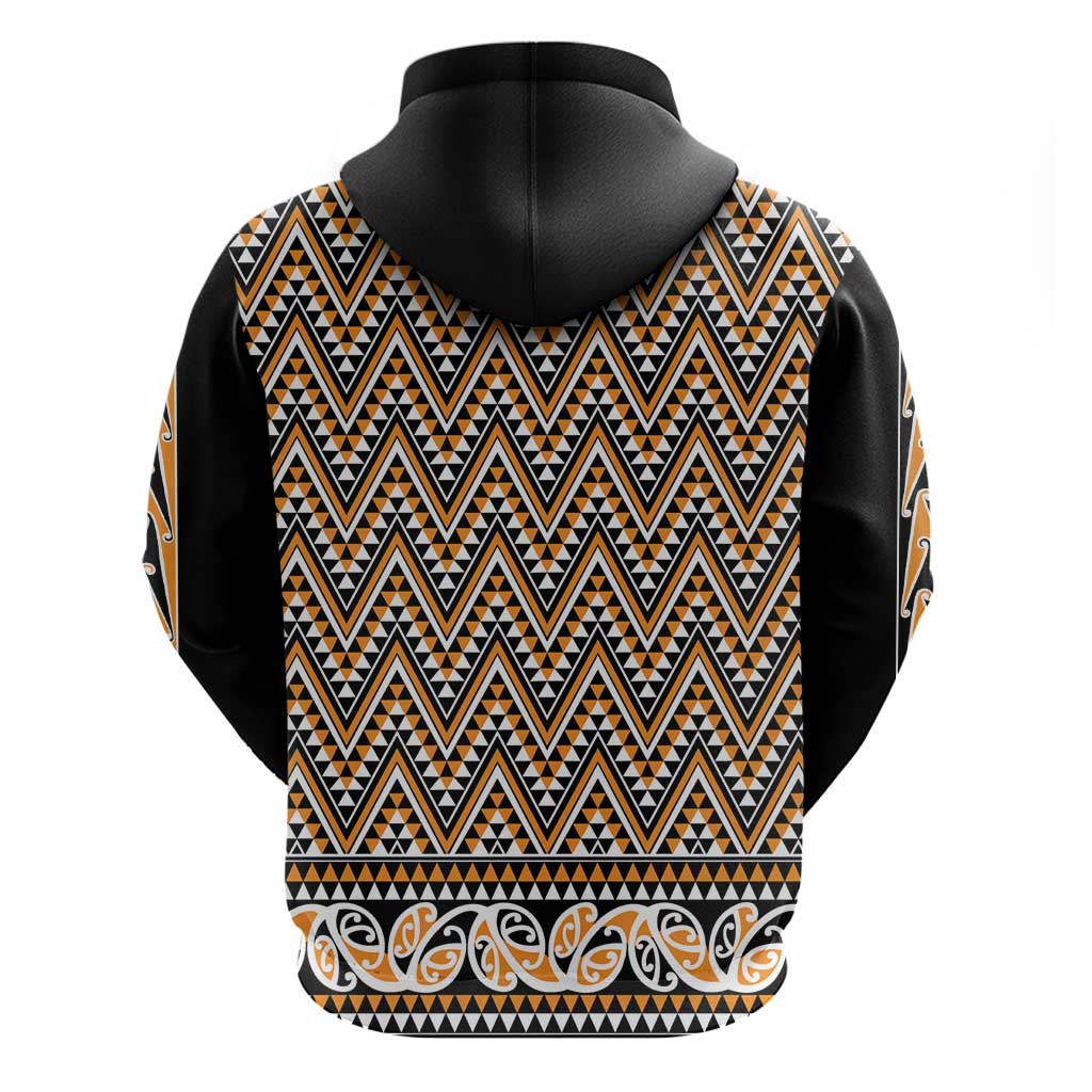 New Zealand Maori Niho Taniwha Hoodie Karaka Mangopare and Puhoro Pattern