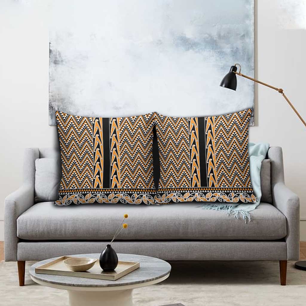New Zealand Maori Niho Taniwha Pillow Cover Karaka Mangopare and Puhoro Pattern - Polynesian Pride