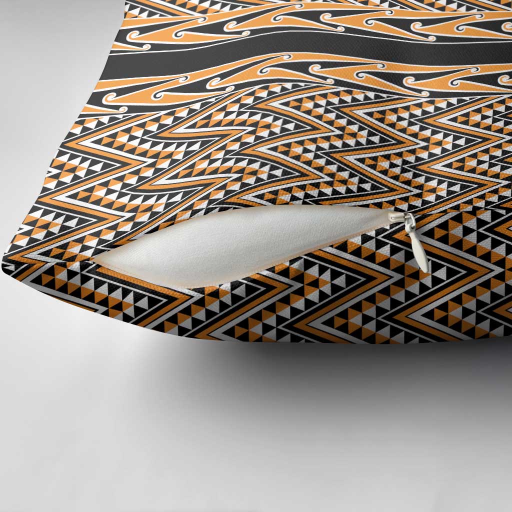 New Zealand Maori Niho Taniwha Pillow Cover Karaka Mangopare and Puhoro Pattern - Polynesian Pride