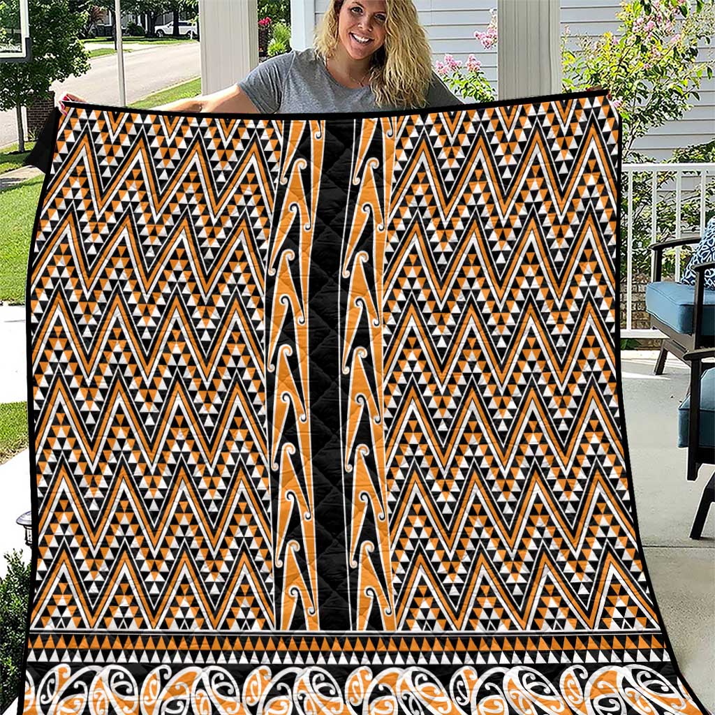 New Zealand Maori Niho Taniwha Quilt Karaka Mangopare and Puhoro Pattern LT9 Gold - Polynesian Pride