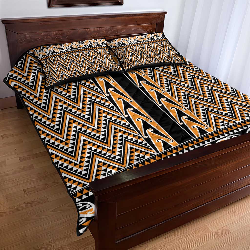New Zealand Maori Niho Taniwha Quilt Bed Set Karaka Mangopare and Puhoro Pattern LT9 - Polynesian Pride