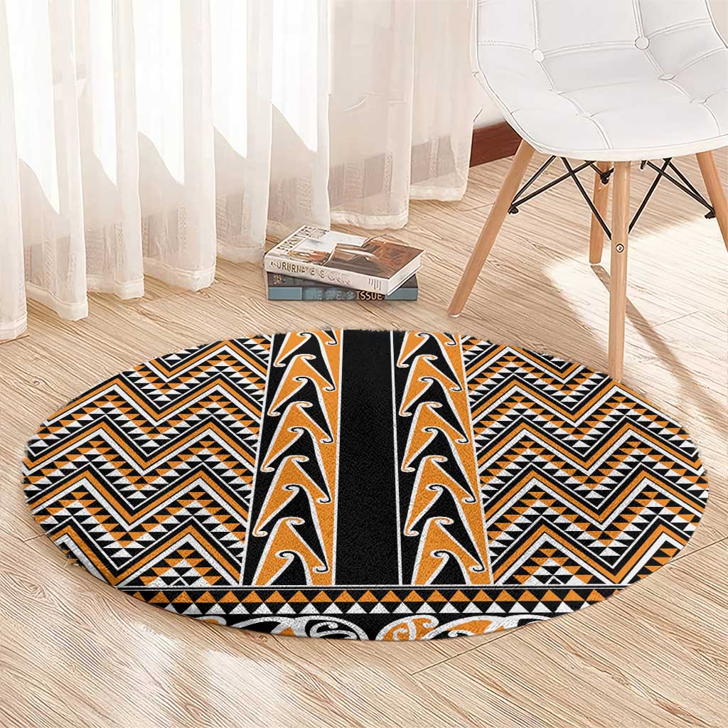 New Zealand Maori Niho Taniwha Round Carpet Karaka Mangopare and Puhoro Pattern LT9 - Polynesian Pride