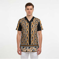 New Zealand Maori Niho Taniwha Scrub Top Karaka Mangopare and Puhoro Pattern - Polynesian Pride