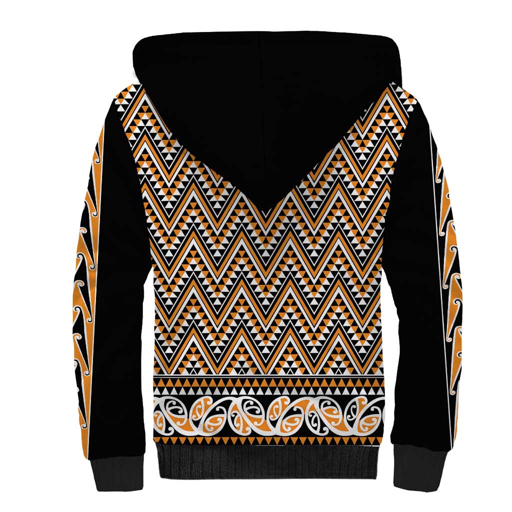 New Zealand Maori Niho Taniwha Sherpa Hoodie Karaka Mangopare and Puhoro Pattern LT9 - Polynesian Pride