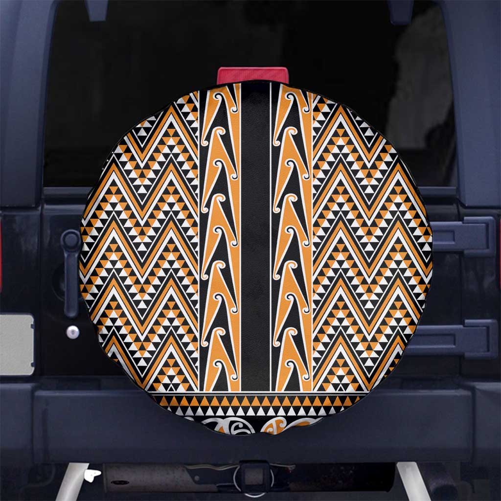New Zealand Maori Niho Taniwha Spare Tire Cover Karaka Mangopare and Puhoro Pattern