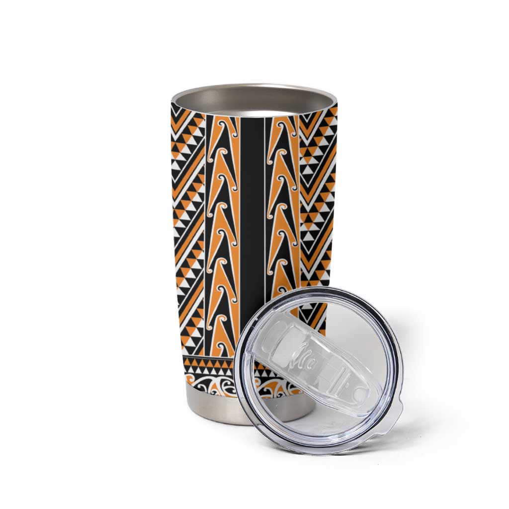 New Zealand Maori Niho Taniwha Tumbler Cup Karaka Mangopare and Puhoro Pattern