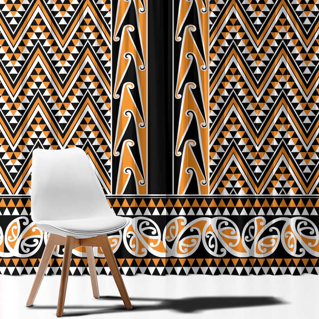 New Zealand Maori Niho Taniwha Window Curtain Karaka Mangopare and Puhoro Pattern LT9 - Polynesian Pride
