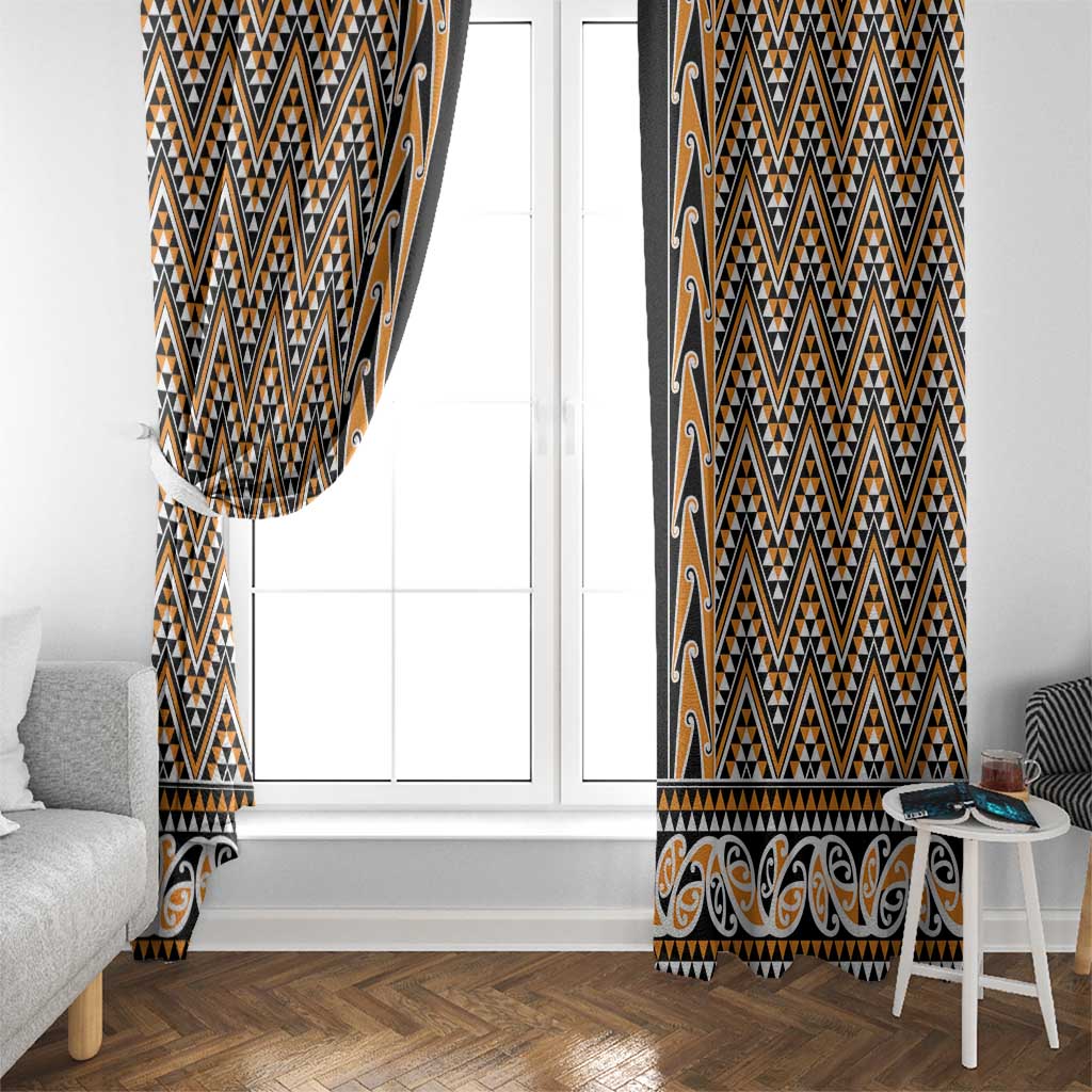 New Zealand Maori Niho Taniwha Window Curtain Karaka Mangopare and Puhoro Pattern LT9 - Polynesian Pride