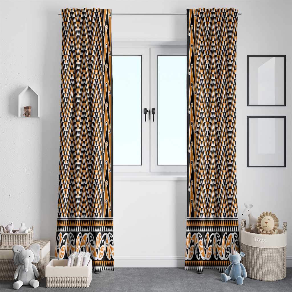 New Zealand Maori Niho Taniwha Window Curtain Karaka Mangopare and Puhoro Pattern LT9 - Polynesian Pride