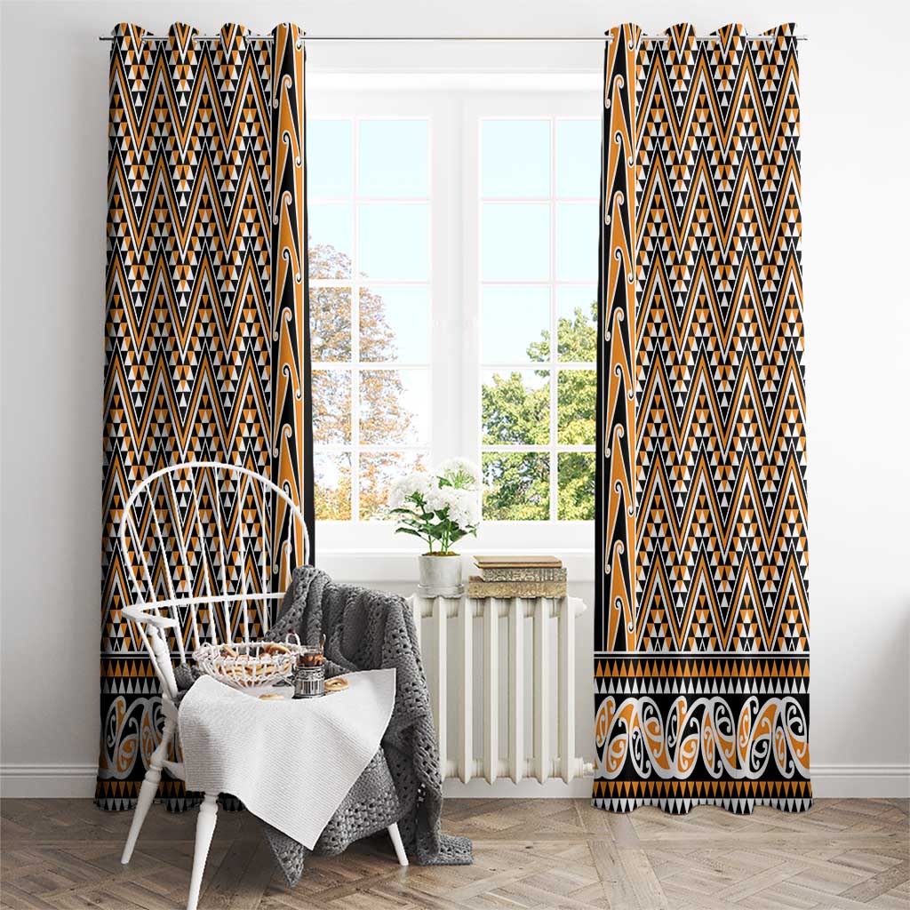 New Zealand Maori Niho Taniwha Window Curtain Karaka Mangopare and Puhoro Pattern LT9 - Polynesian Pride