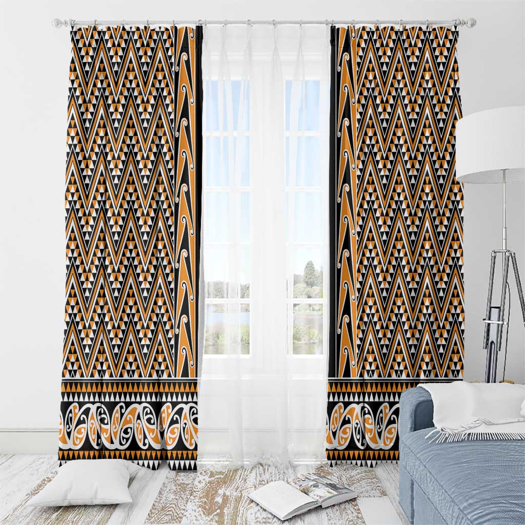 New Zealand Maori Niho Taniwha Window Curtain Karaka Mangopare and Puhoro Pattern LT9 - Polynesian Pride