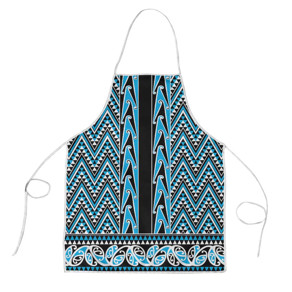 New Zealand Maori Niho Taniwha Apron Kikorangi Mangopare and Puhoro Pattern LT9 Blue - Polynesian Pride
