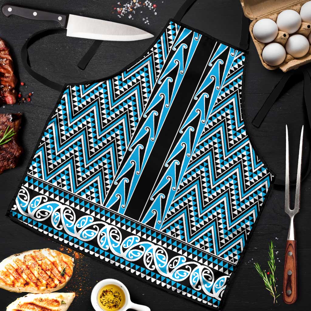 New Zealand Maori Niho Taniwha Apron Kikorangi Mangopare and Puhoro Pattern LT9 Blue - Polynesian Pride