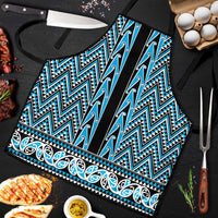 New Zealand Maori Niho Taniwha Apron Kikorangi Mangopare and Puhoro Pattern LT9 Blue - Polynesian Pride
