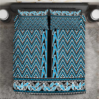 New Zealand Maori Niho Taniwha Bedding Set Kikorangi Mangopare and Puhoro Pattern LT9 Blue - Polynesian Pride