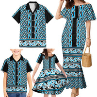 New Zealand Maori Niho Taniwha Family Matching Mermaid Dress and Hawaiian Shirt Kikorangi Mangopare and Puhoro Pattern LT9 - Polynesian Pride