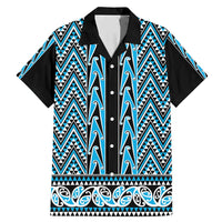 New Zealand Maori Niho Taniwha Family Matching Mermaid Dress and Hawaiian Shirt Kikorangi Mangopare and Puhoro Pattern LT9 Dad's Shirt - Short Sleeve Blue - Polynesian Pride