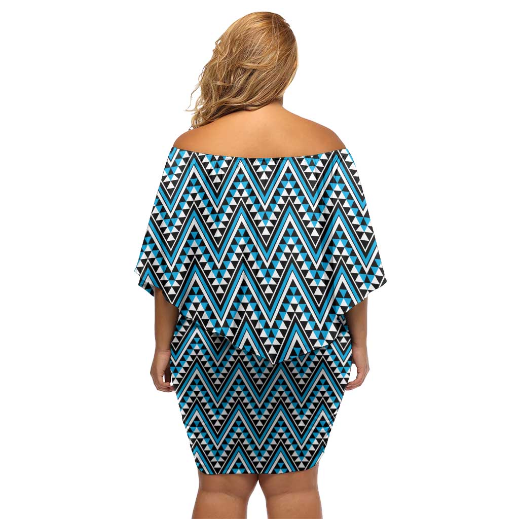 New Zealand Maori Niho Taniwha Family Matching Off Shoulder Short Dress and Hawaiian Shirt Kikorangi Mangopare and Puhoro Pattern LT9 - Polynesian Pride
