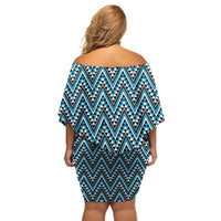 New Zealand Maori Niho Taniwha Family Matching Off Shoulder Short Dress and Hawaiian Shirt Kikorangi Mangopare and Puhoro Pattern LT9 - Polynesian Pride